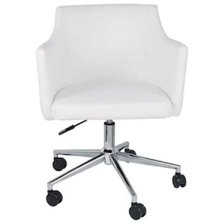 White Vinyl Home Office Swivel Desk Chair
